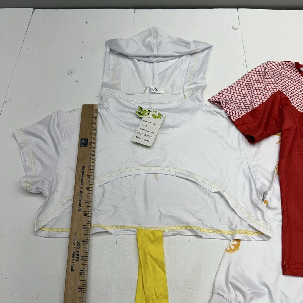 ENQANGE Outfit Set Girls 13-14Y White Red Hoodie T-Shirt Pants 5 Piece Cosplay
